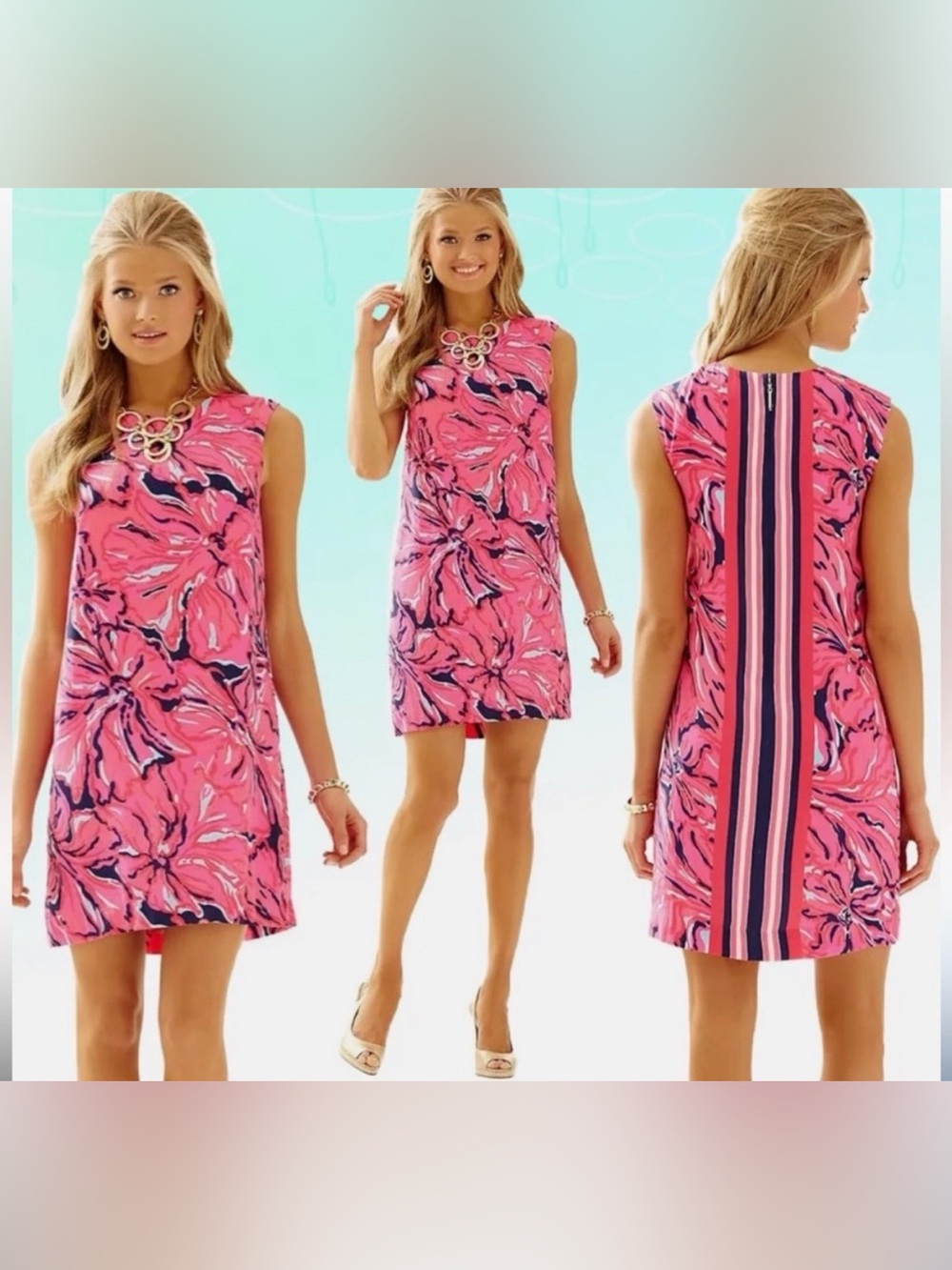 Lilly Pulitzer Flirty Engineered Iona Shift Mini Dress XS Pink Floral Preppy